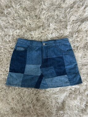 Patchwork Denim Mini Skirt